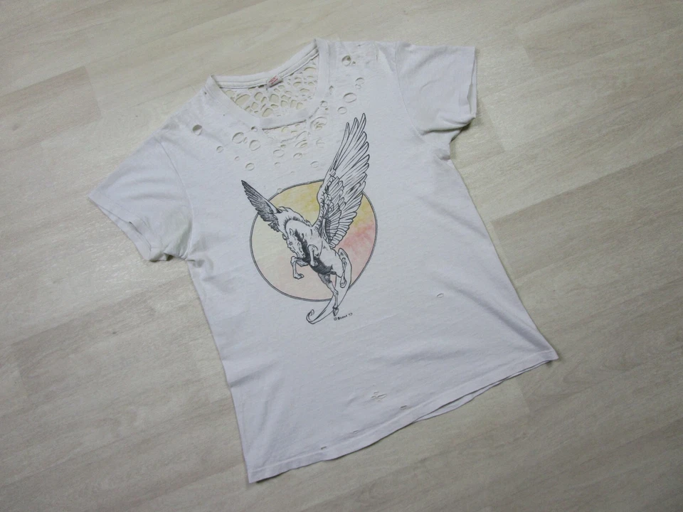 Vintage 1970's Art T Shirt (M) William Stout Comic Fantasy Pegasus Horse 1973 - Image 2 of 4