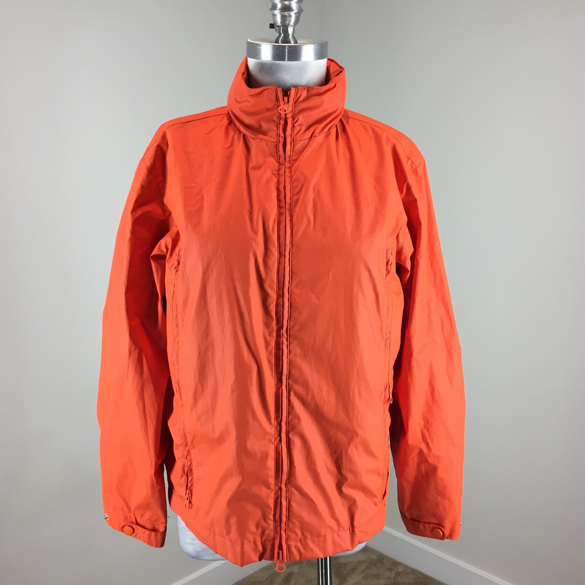 Ralph Lauren Women's M Orange Windbreaker Rain Jacket Convertible