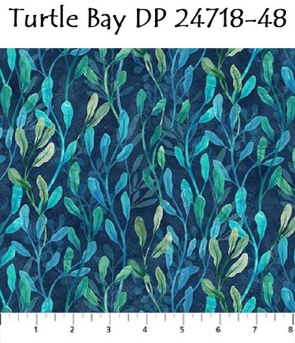 Turtle Bay Ocean Beach Cotton Quilt Fabric Northcott 24717-64 Blue 1-1/3 yd - Picture 11 of 19