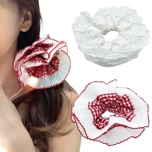 2PCS Large Lace Hair Scrunchies Oversized Scrunchy Hair Ties Fancy Satin Bun ...