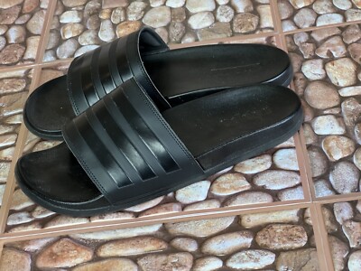 Adidas Adilette Cloudfoam Men's Shower Slides Sandals Black on Black Sz 11