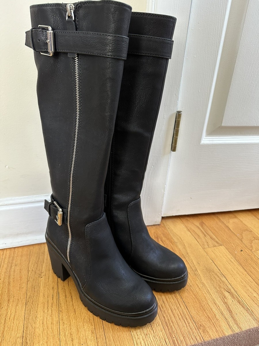 Mix No. 6 Miln Black Tall Boots Biker Moto Vegan Leather Mix No. 6 Miln Black Tall Boots Biker Moto Vegan Leather