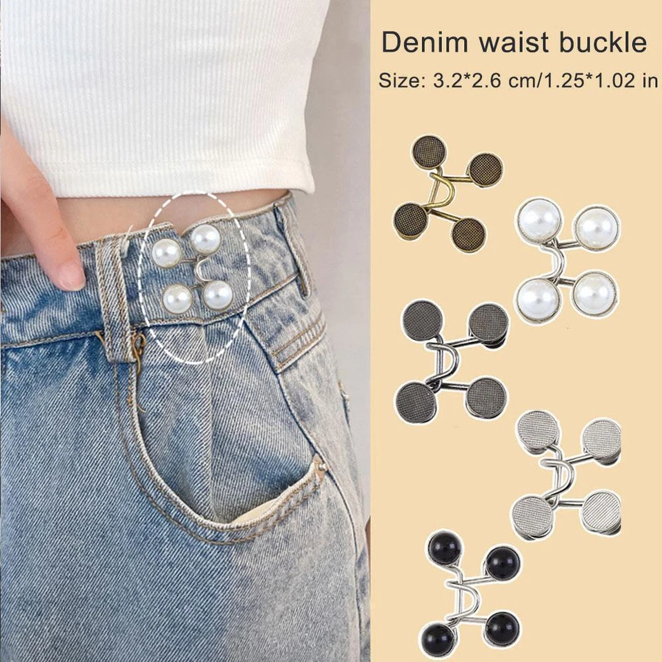 Pearl Jeans Button Pins Pants Snapener Adjustable Tightener Waist J5 T1K2 - Image 4 of 4