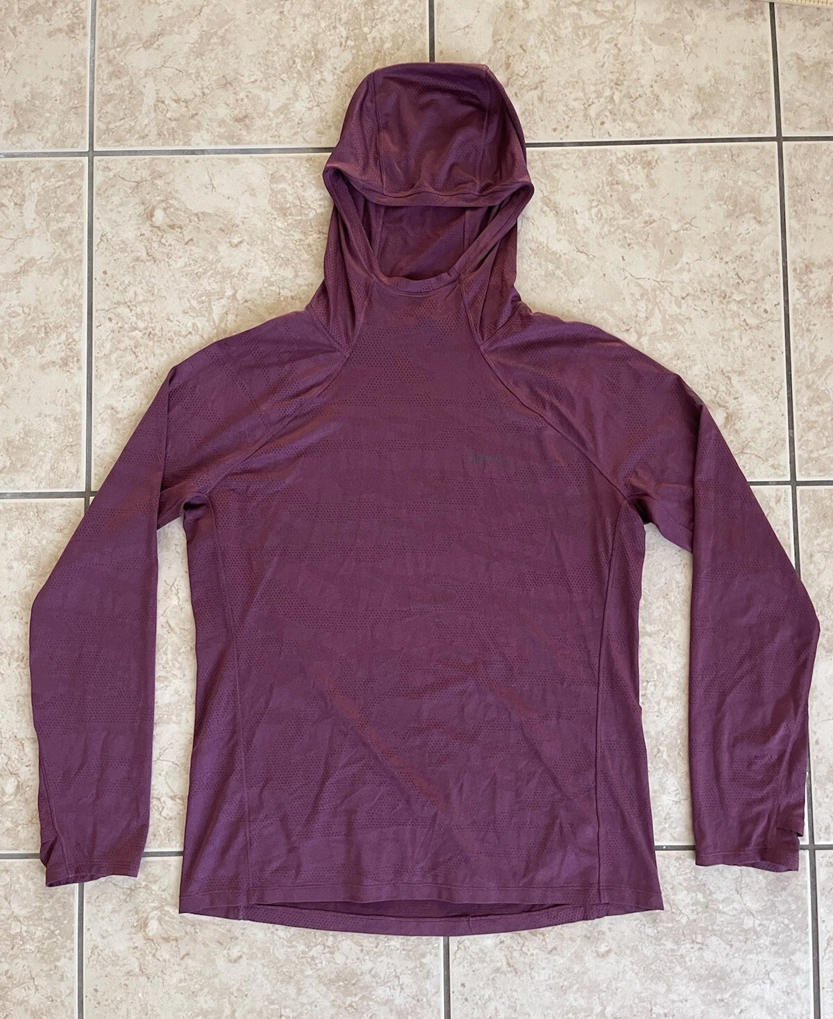 Merrell Mens Long Sleeve Running Hoodie Red Large Athletic Climbing Sports Shell