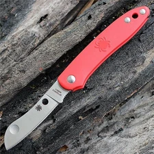 SPYDERCO ROADIE DOUBLE DENT SLIPJOINT FOLDING KNIFE N690Co SS RED FRN C189PRD