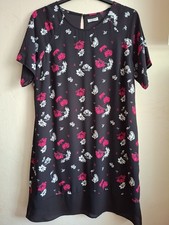 Black White Magenta Floral Shift Dress Size 20