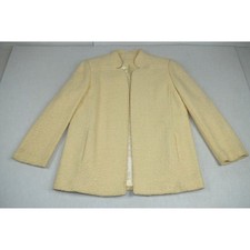 Vintage Wool Blazer Jacket Size S/M 70s Ivory White Knit Silky Lining Pockets