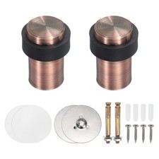 2Set Round Door Stoppers, 60mm Stainless Steel Wedge with Screw, Gold Tone