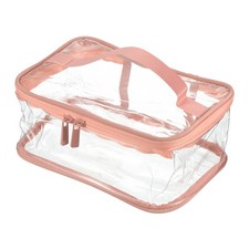 8.3"x5.9"x3.5" Clear Toiletry Bag PVC Makeup Bag Cosmetic Pouch with Zipper Pink