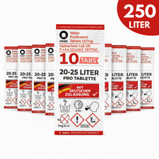 10x25L Wasser Entkeimungstabletten Wassertabletten Trinkwasser Tabletten Notfall