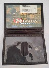 Nocona Belt Co. Bifold Card Holder Leather Wallet Minimalist Pebbled Black * New