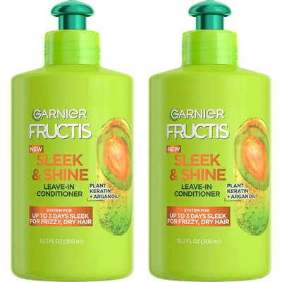 Garnier Fructis Sleek & Shine Leave-In Conditioner Cream, Anti-Frizz Hair Treatm