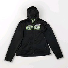 Seattle Seahawks Majestic Therma Base Jacket Hoodie NFL Adult Large Black