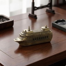 Mini-Schiffsfigur Vintage Schiffsfigur Massiv f&uuml;r Schreibtisch