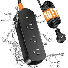 Outdoor Power Strip Weatherproof, 10FT Outdoor Extension Cord, IPX6 Waterproo...