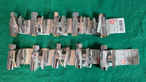LOT OF 10 PCS KEENEY 1/4 TURN STRAIGHT STOP VALVE 3/8" OD X 1/2" SWEAT BRASS