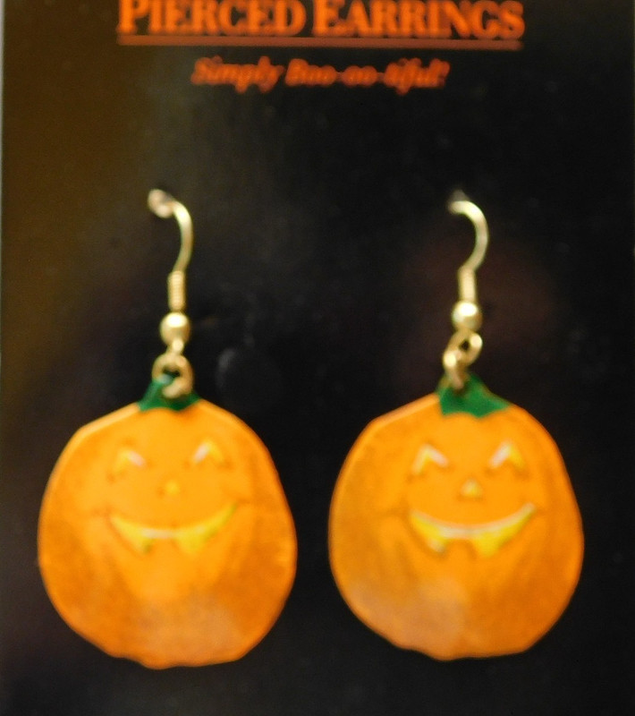 Vintage Hallmark Halloween Pierced Earrings – Metal Jack-o-Lanterns / Pumpkins