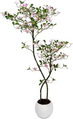 4FT Artificial Floral Tree with Realistic Evergreen Foliage and UV-Resistant