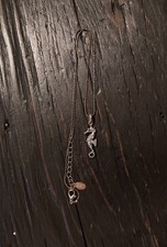 Seahorse Charm Necklace With Blue Rhinestones