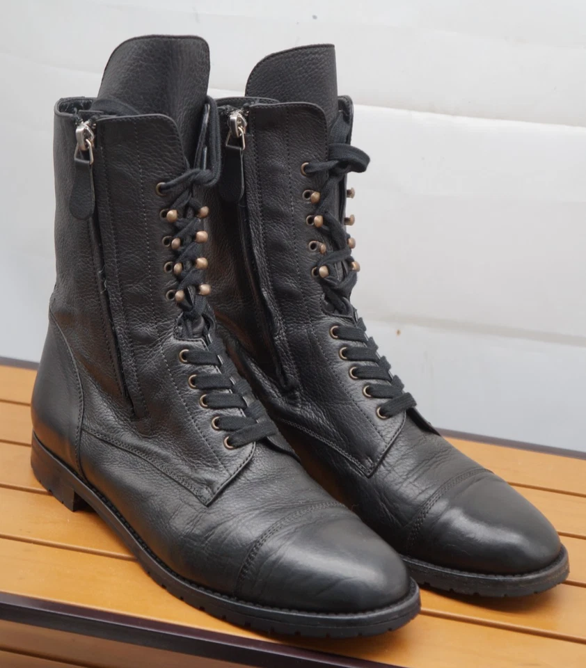BOTA DE COMBATE MILITAR MANOLO BLAHNIK LUGATA NEGRA TALLA 40 / US 9 $1295MSRP Foto 4 de 4