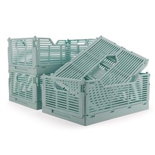 4 Pack Collapsible Storage Crates Stackable Foldable 12x8x5 Inch Bin Blue Set