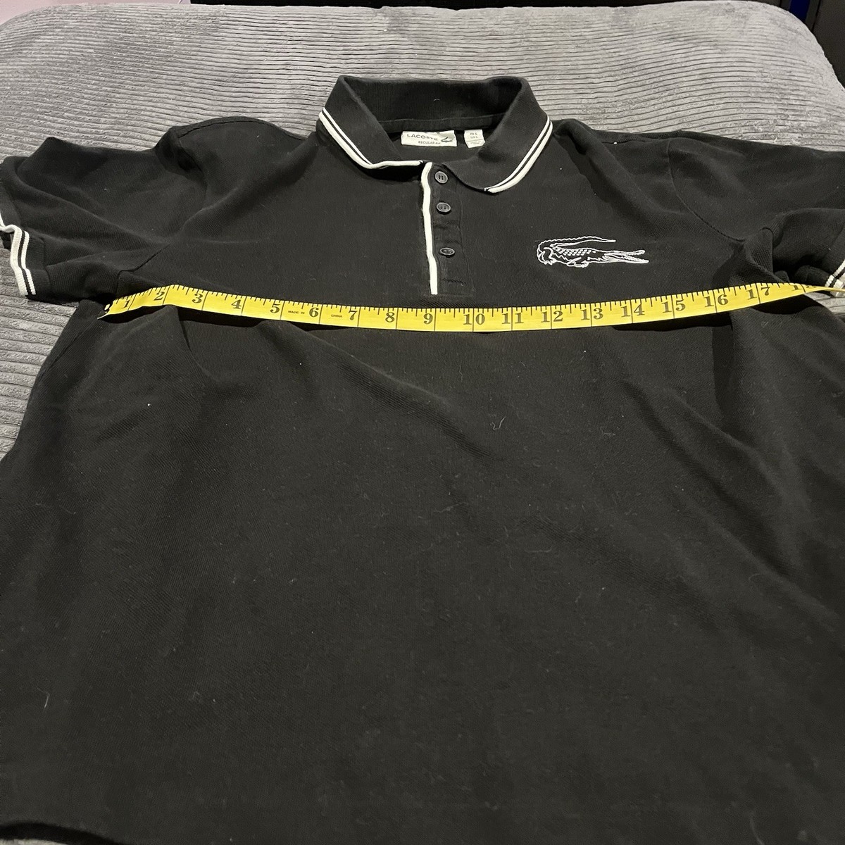 Lacoste Live Men's Size L Solid Black Short Sleeve Big Gator