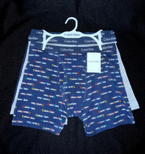 NWT Boys CALVIN KLEIN Logo 3 Pair Pack Cotton Stretch Boxer Briefs Size XL 16-18