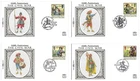 GB 1992: English Civil War SILK Set of 4 FDC with various special postmark