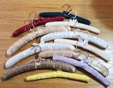 Lot 11 Vintage Satin Pastel Lavender Green Cream Beige Lingerie Padded Hangers