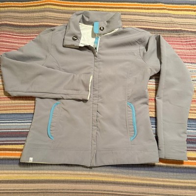 Nike Women's Grey Reversible Softshell Jacket Blue Accents Full Zip Athletic M