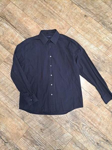 Men Jasper Conran Shirt Navy Cotton L #9K3Z
