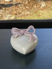 Vintage White and Pink Porcelain Heart Shaped Trinket Dish - Cottagecore Girly