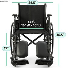 Medline Comfortable Folding Wheelchair with Swing-Back, Desk-Length Arms
