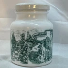 Vintage German Milk Glass Hengstenberg Mustard Jar Green /White