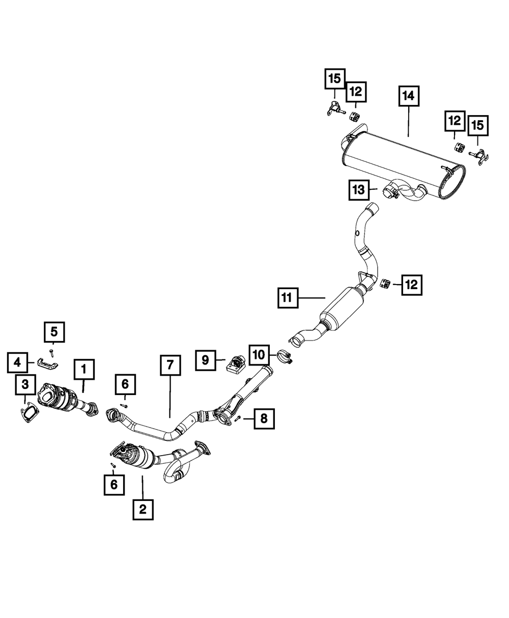 Genuine Mopar Exhaust Pipe And Converter Right 68453835AA