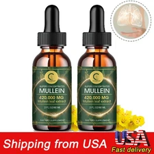 2 PACK Mullein Drops for Lungs, Detox and Cleanse Mullein Extract Supplement