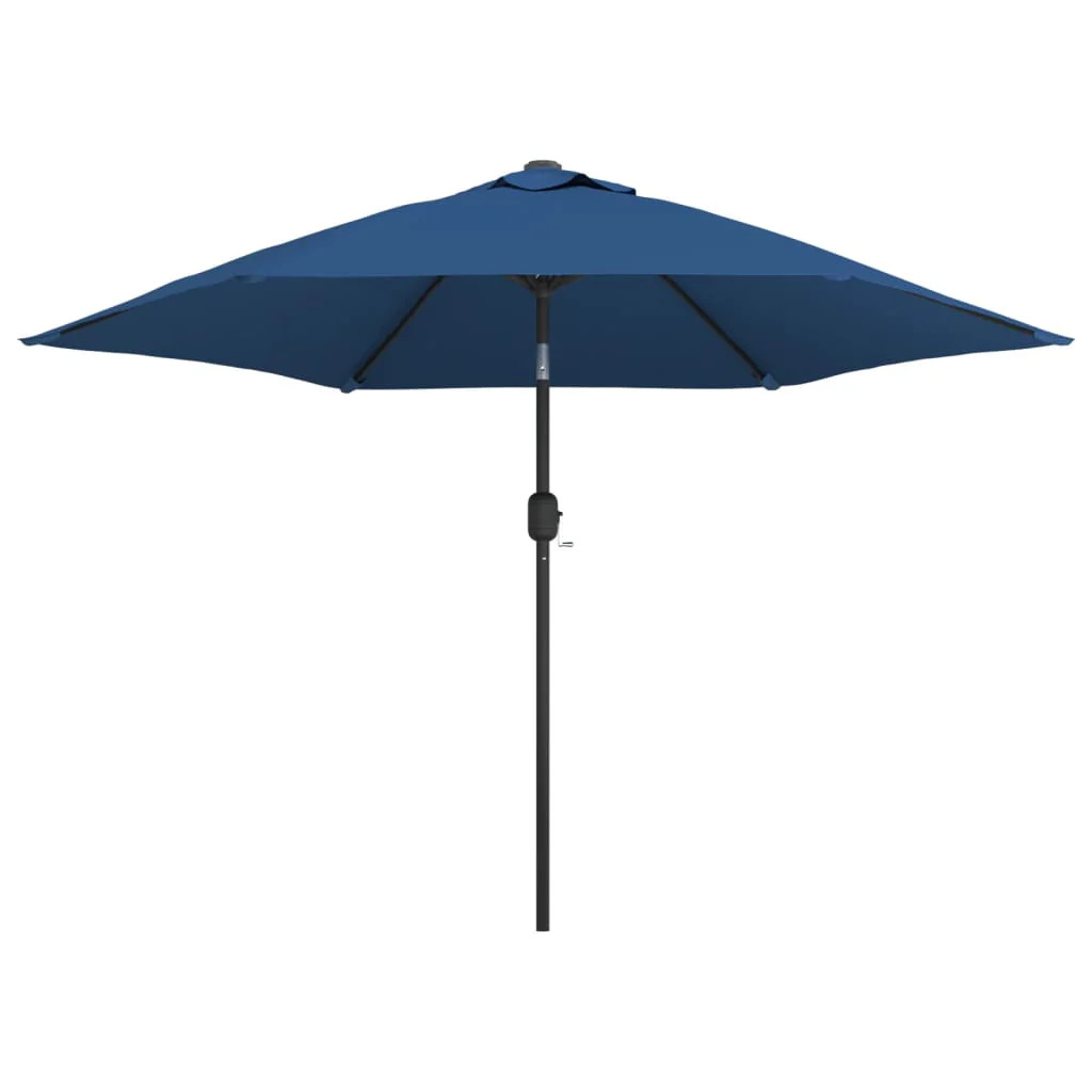 Parasol 300 cm bleu inclinable et mât en métal anti-corrosion