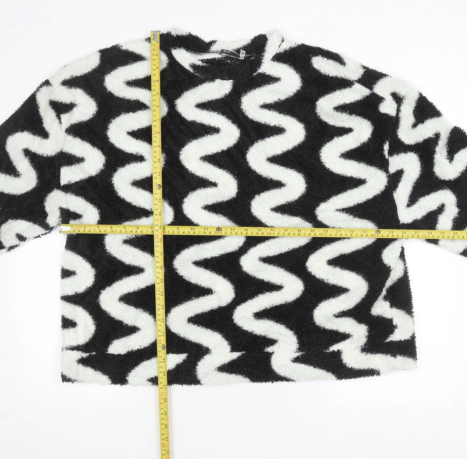 ASOS DESIGN Women’s Black White Fleece Pullover Jumper Size 18 Tall - Изображение 2 из 4