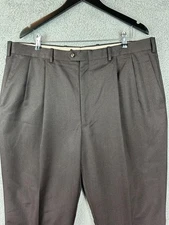 JB Britches Pants Men 40 Regular Brown Wool Winston Pleated Dress Trousers Italy