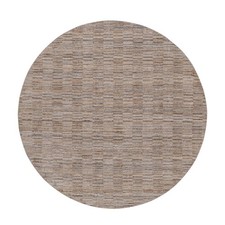 8'x8' Beaver Brown Hand Loomed Modern Grid Pattern Polyester Round Rug 92229