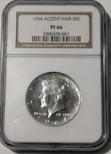 1964 Proof JFK Kennedy Silver Half Dollar Accent Hair PR64 NGC