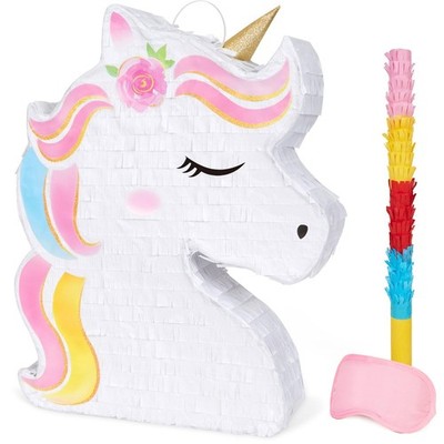 Pi ata Unicorn Rainbow 15.7 x 12.2 3.1 Party Supplies Bundle WERNNSAI Blindfold