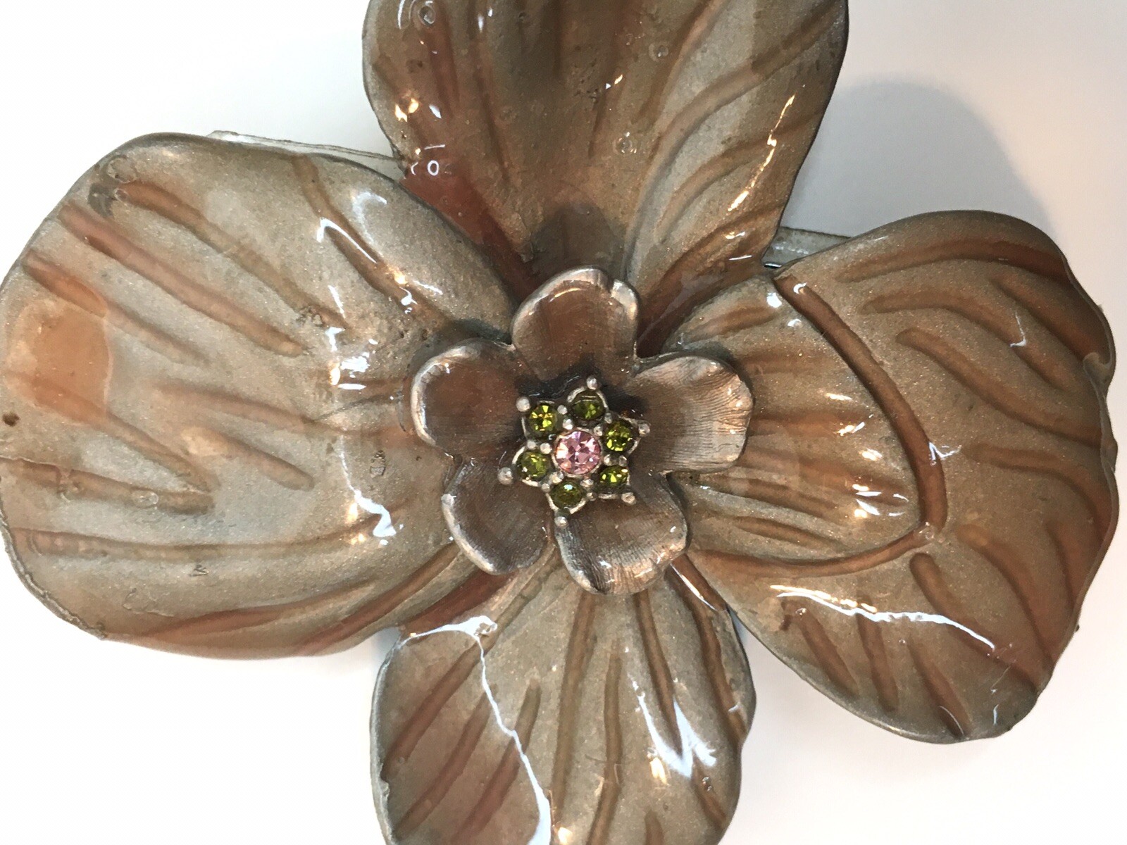 Large Ceramic Flower Statement Brooch Pin Earthto… - image 3