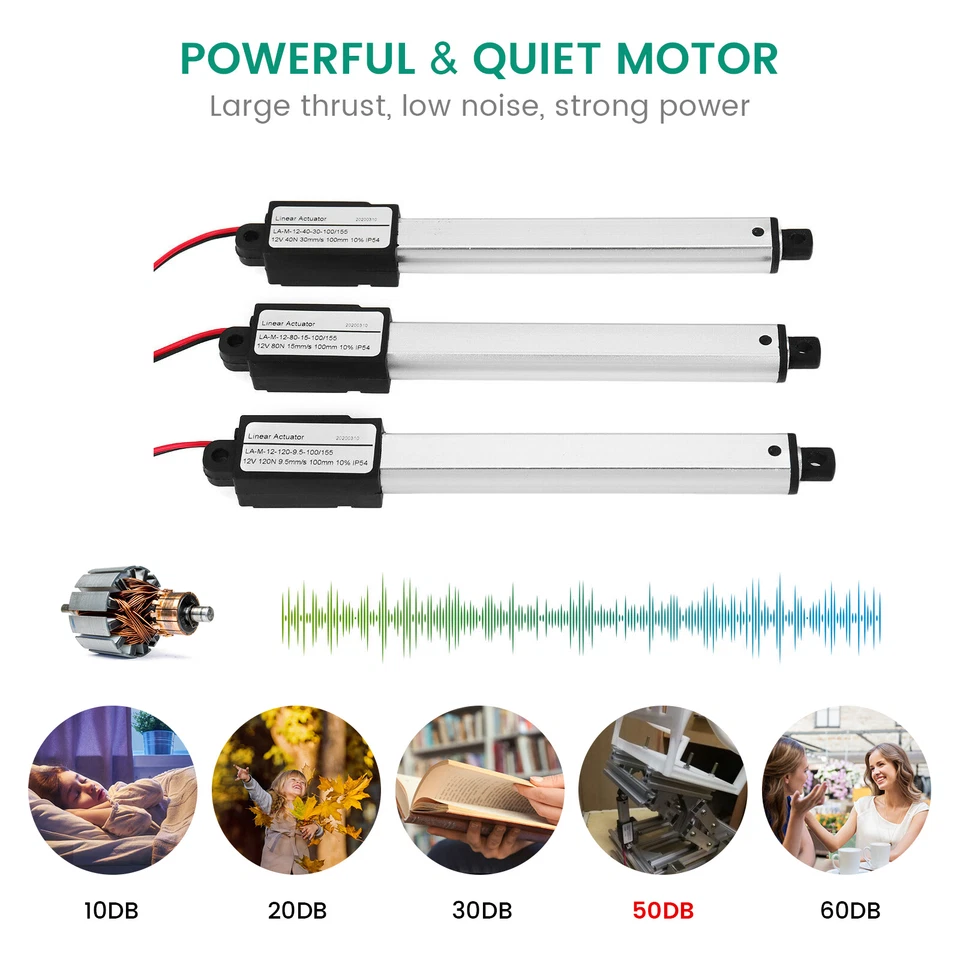 Micro Mini Electric Linear Actuator 10mm 100mm Force 1.5-42.3lbs 12V Fast 6''/s - Image 4 of 4