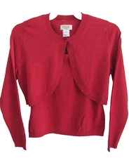 Talbots red silk blend 2-PC camisole & bolero set size S NWOT $136