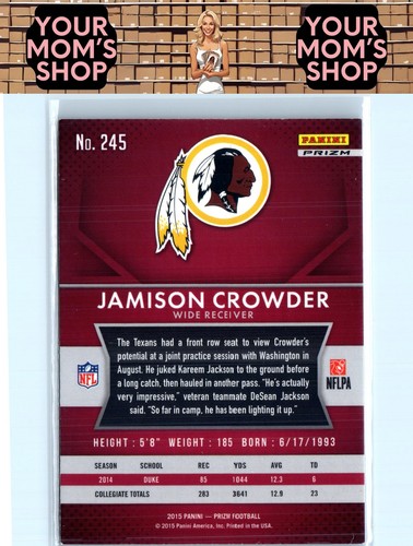 2015 Panini Prizm #245 Jamison Crowder Red, White, and Blue Prizm RC - Picture 2 of 2