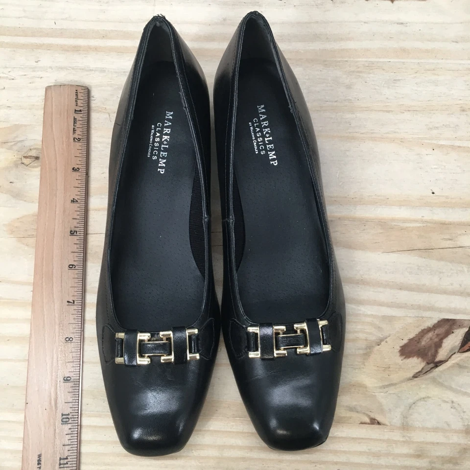 Zapatos de salón de vestir Mark Lemp Walking Cradles para mujer 9,5 4A negros tacones en bloque clásicos Foto 4 de 4
