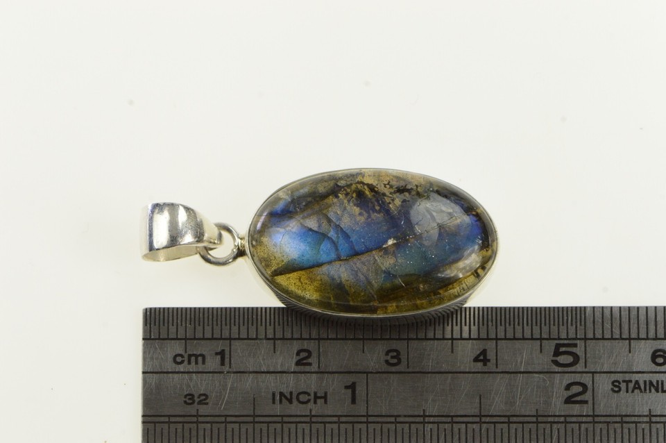 Cabochon Labradorite Bleue Ovale 35x20x7 Mm - Pierre Naturelle Pour Bijouterie DIY - Pendentif, Bague - 9