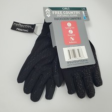 "New" Free Country Softshell Glove Girls Touch Screen Compatible Black Size L/XL