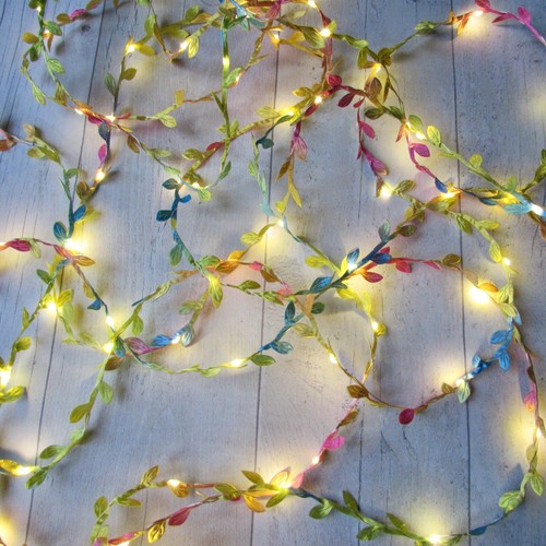 Pastel Rainbow Leaf Fairy Lights - battery. 2m - 10m sizes. Handmade to order. - Picture 2 of 17